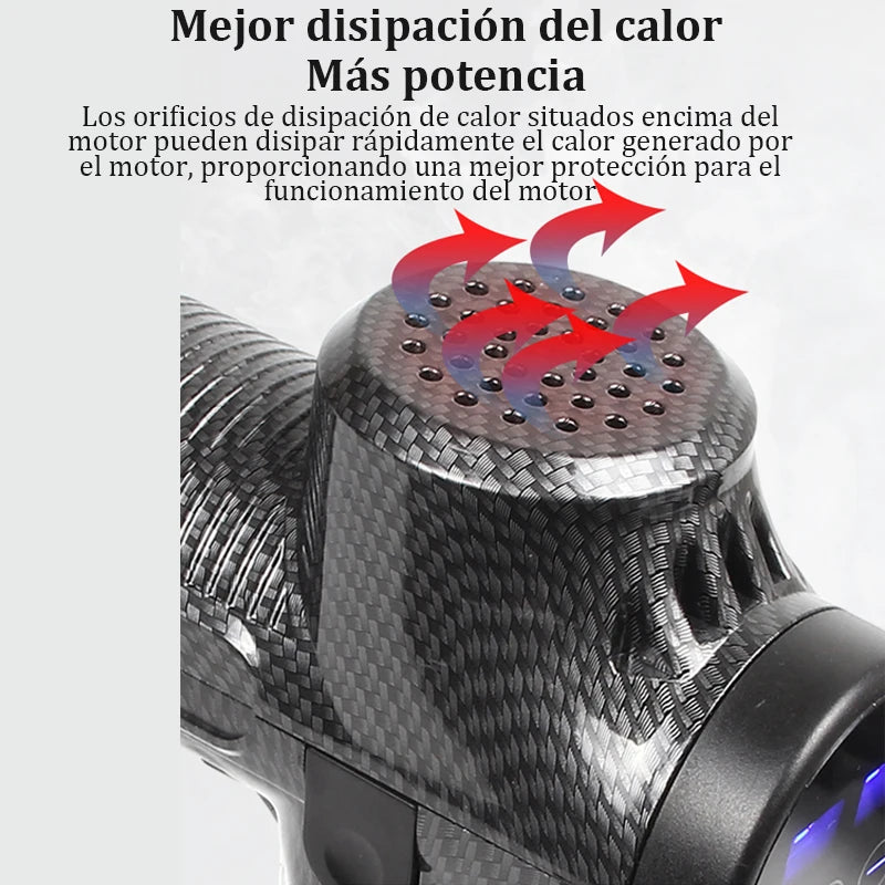 Pistola de Masaje Profundo Pro: Masajeador Eléctrico de 30 Velocidades con 6 Cabezales Terapéuticos