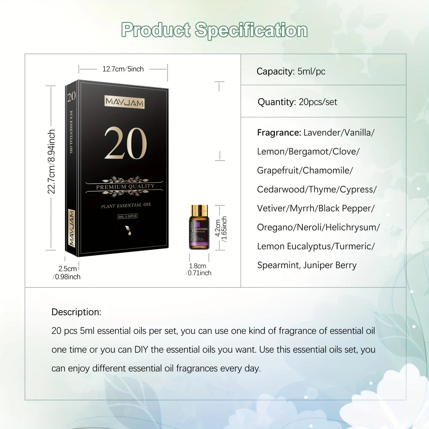 Colección Luxury MAYJAM: Set de 20 Aceites Esenciales Premium Puro