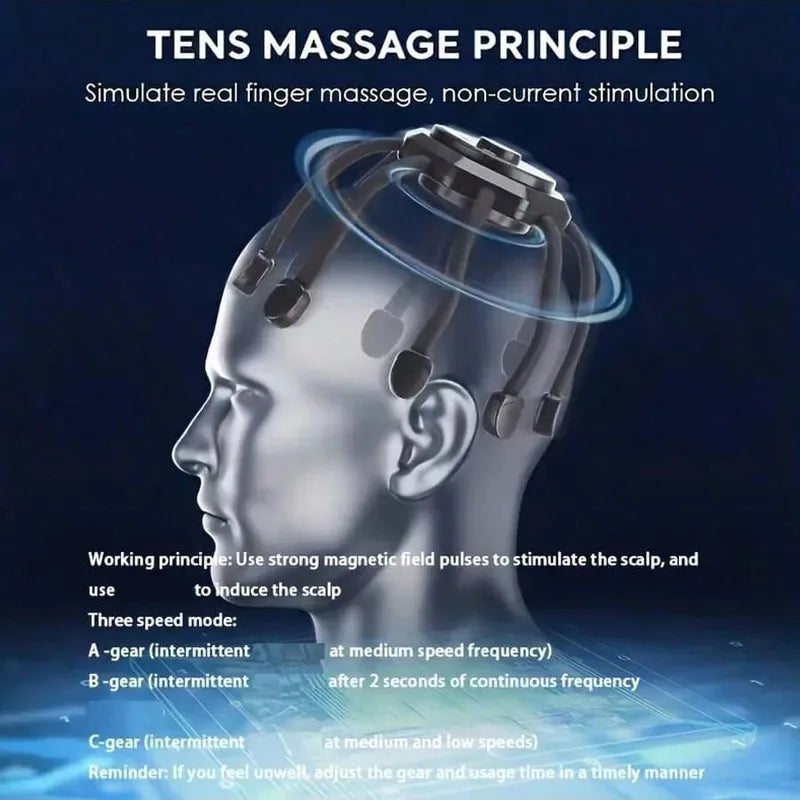 Masajeador de Cabeza Eléctrico "8 Garra": Relajación Profunda 360° y Alivio del Estrés