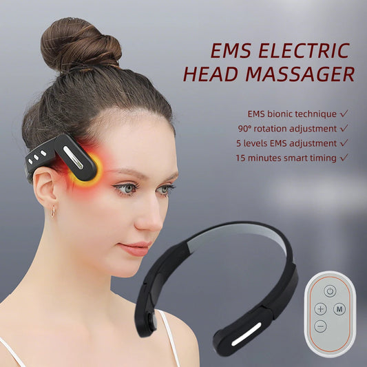Masajeador de Sienes EMS: Alivio de Migrañas y Estrés con Tecnología TENS y Masaje 3D
