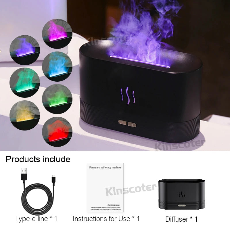 Difusor de Aroma KINSCOTER: Humidificador Ultrasónico con Efecto Llama de Fuego LED