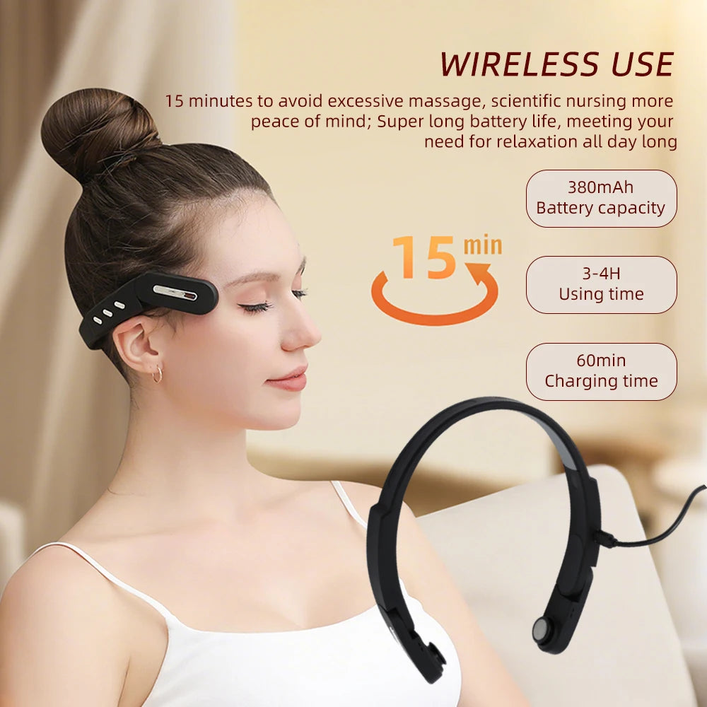 Masajeador de Sienes EMS: Alivio de Migrañas y Estrés con Tecnología TENS y Masaje 3D