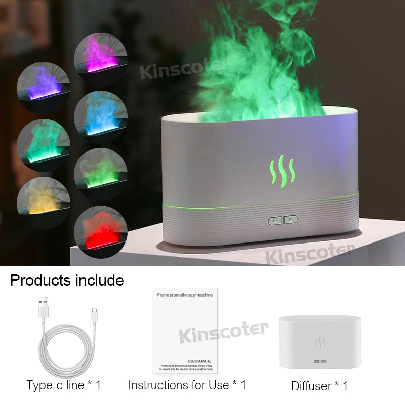 Difusor de Aroma KINSCOTER: Humidificador Ultrasónico con Efecto Llama de Fuego LED