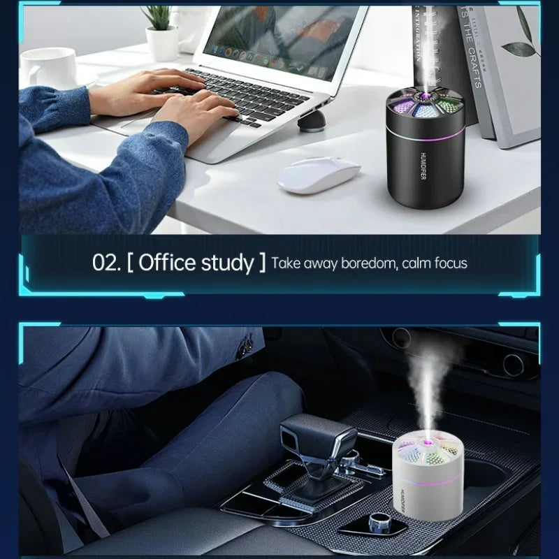 Mini Humidificador Ultra-Potente 180ml: Difusor de Aromas con Luces LED para Coche y Escritorio