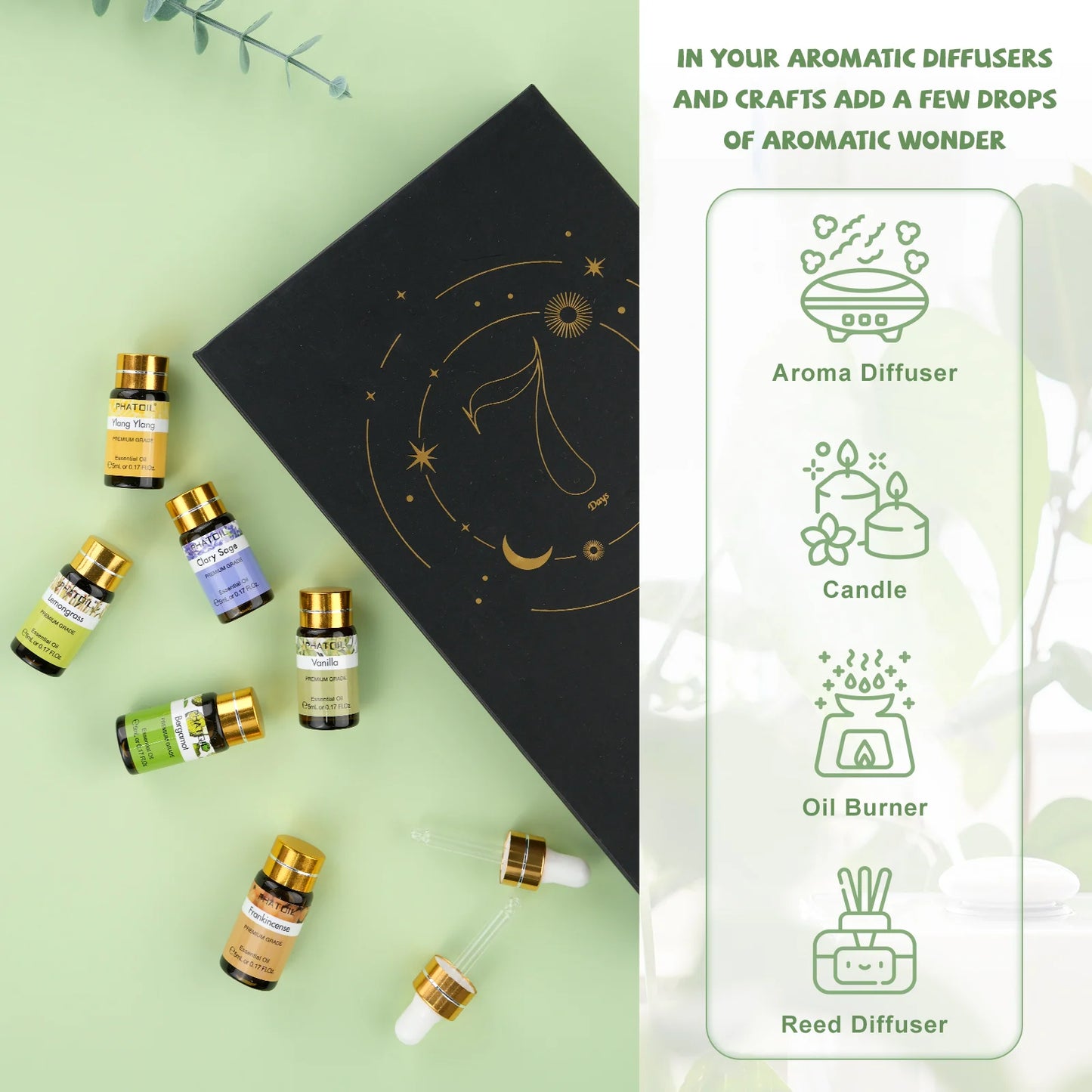 Kit PHATOIL 15 Variedades – Aceites Esenciales para Difusor y Regalo