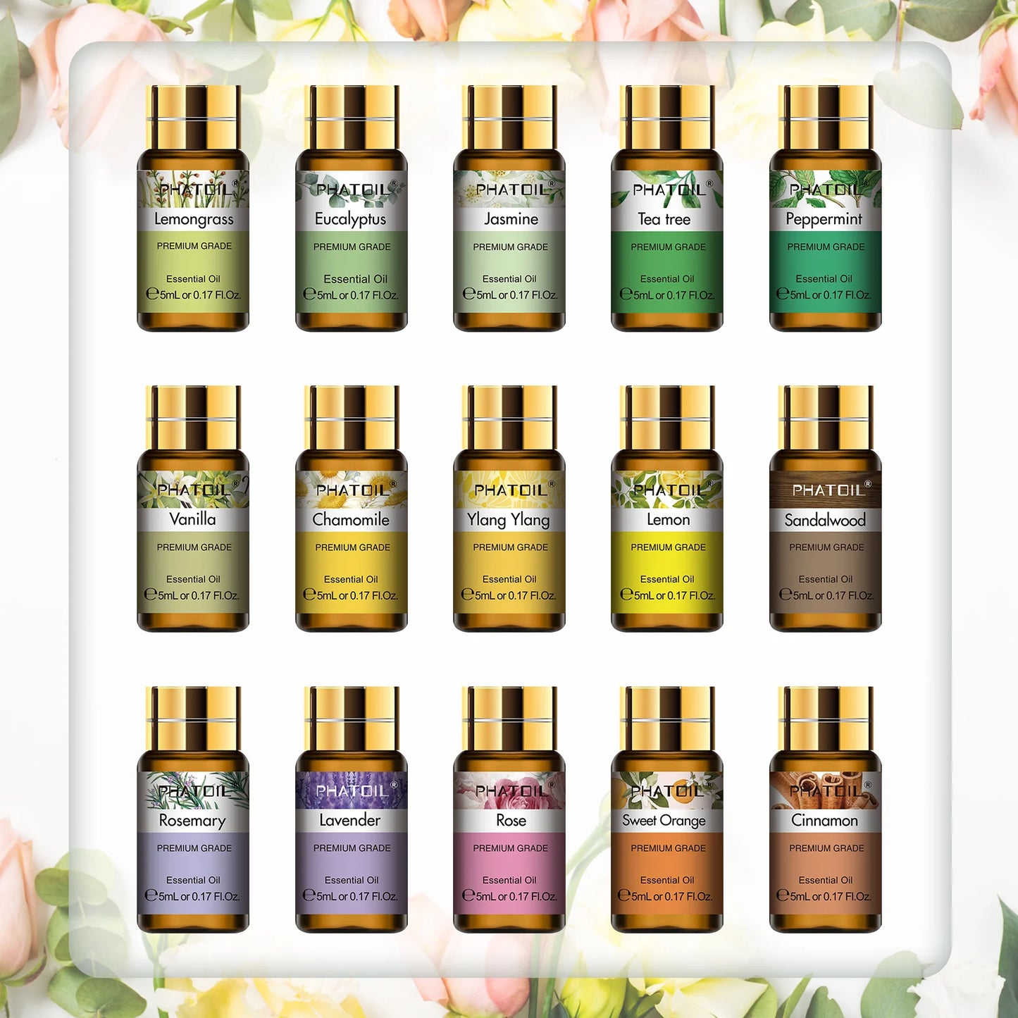 Kit PHATOIL 15 Variedades – Aceites Esenciales para Difusor y Regalo