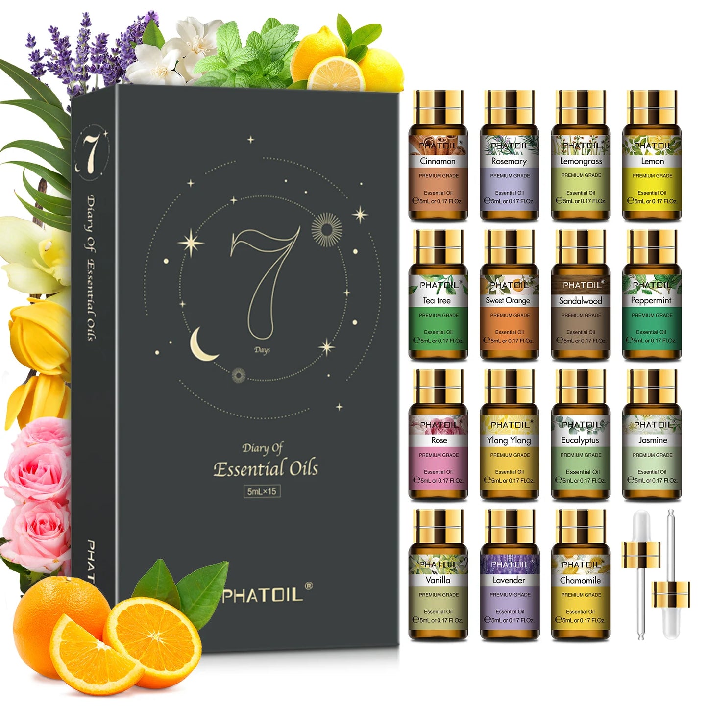 Kit PHATOIL 15 Variedades – Aceites Esenciales para Difusor y Regalo